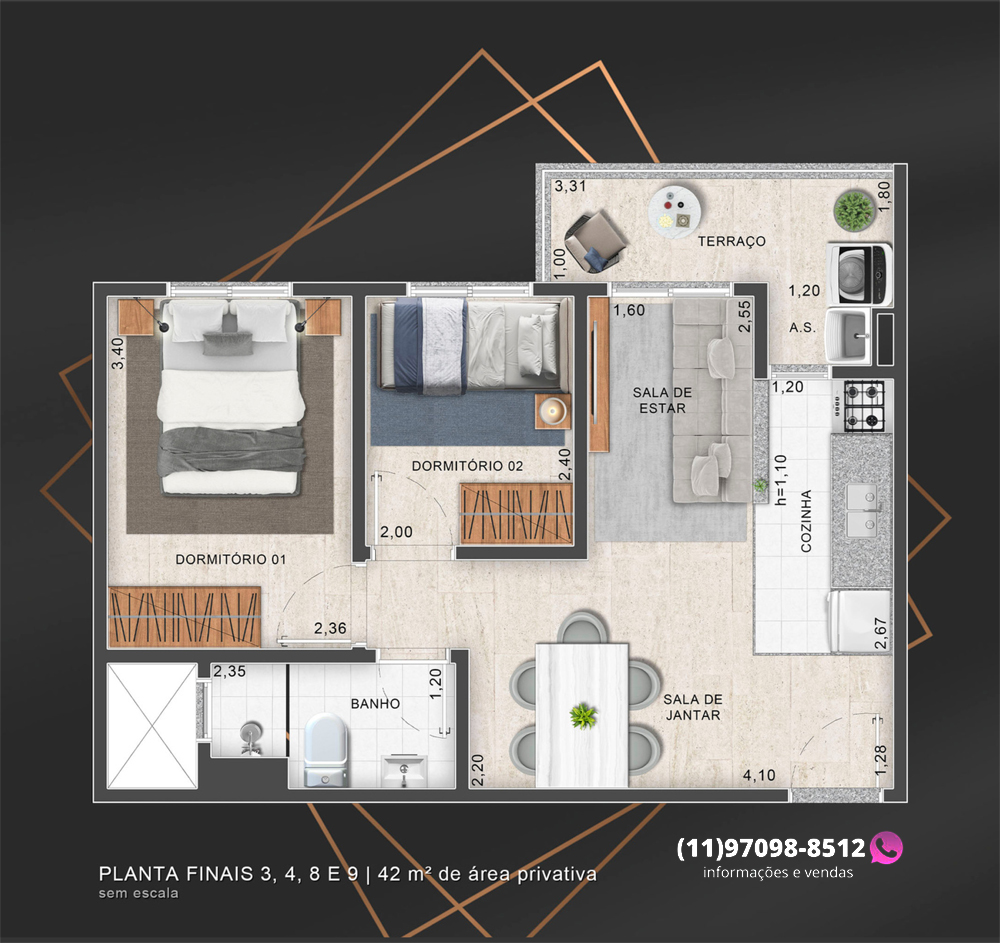 Planta 2 Dormitórios