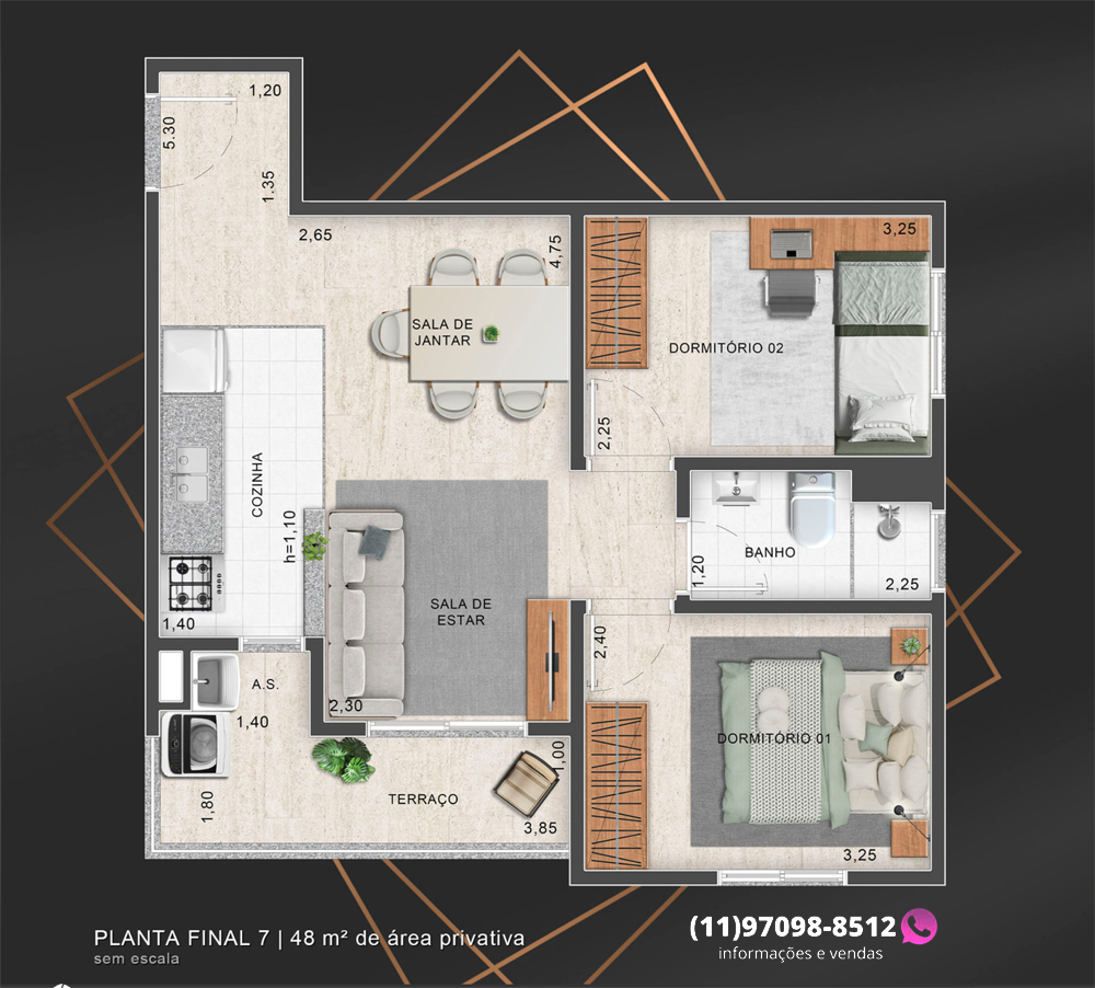 Planta 3 Dormitórios